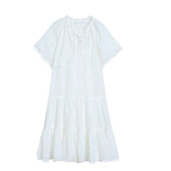 MANGO Open Work Detailed Eyelet Dress White Size M - Picture 2 of 13